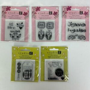 (5) Clear Stamps Lot - Thinking of You Love Smile Owls Love Birds journal cards